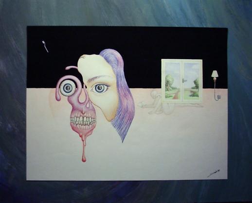 a surealistic color pencil drawing